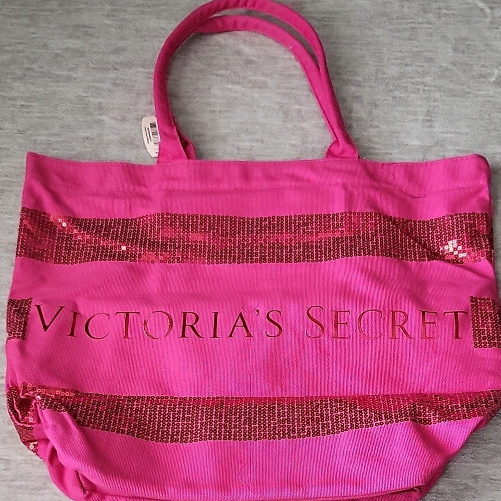 Victoria's Secret Hot Pink Sequin Tote - Picture 2 of 4